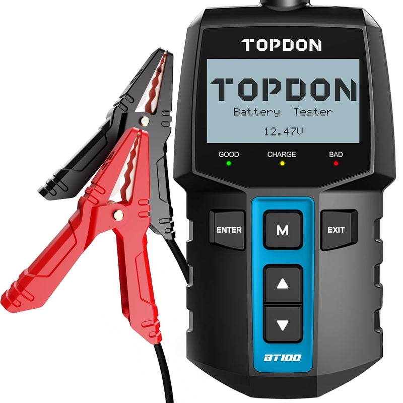 Topdon Car Battery Tester BT100, 12 V Battery Tester Car with 100-2000 CCA Battery Test Crank Test Charging System Test for Car ATV SUV Car Truck Boat - Image 1