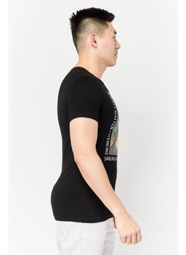 DeFacto Men Crew Neck Short Sleeve Graphic Print T-Shirt, Black  - Image 4