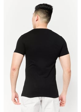 DeFacto Men Crew Neck Short Sleeve Graphic Print T-Shirt, Black  - Image 3