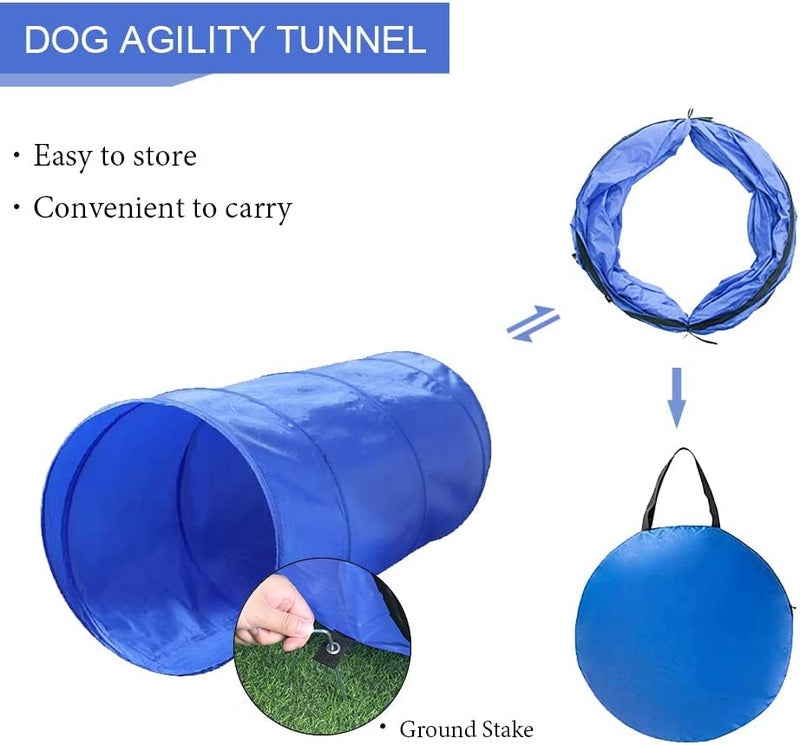 Kvittra Agility Training Set for Dogs - Affordable Training Kit Dog Jump Training Obstacle Course Starter Kit Pet Outdoor Games with Tunnel, Dog Flying Disc, Weave Poles, Jump Ring, Carrying Bag - Image 5