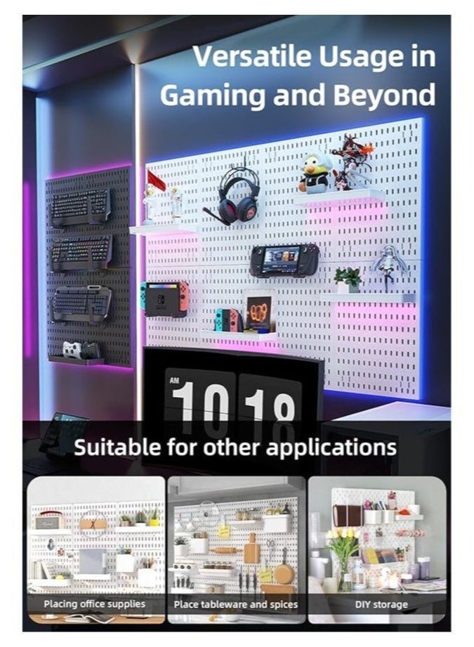 Bukela Pegboard Kit and Accessories 2 Panel Pegboard Wall Organizer and Storage for Office, Home, and Gaming Office Desk Wall Organizer and Pegboard Display White Peg Board Kit - Image 5