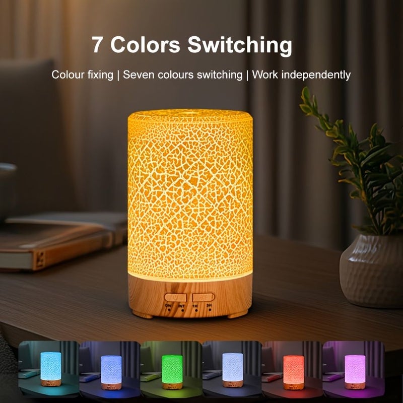 Deep Woodgrain LED Diffuser Lamp Mini Desktop Humidifier Essential Oil Quiet Auto Shut Off - Image 3