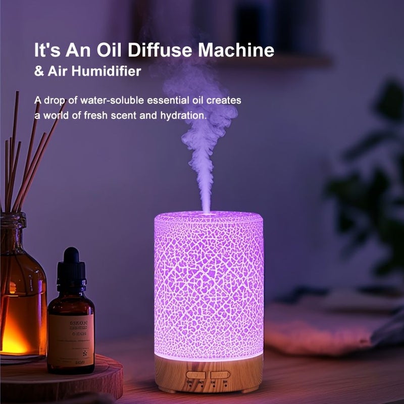 Deep Woodgrain LED Diffuser Lamp Mini Desktop Humidifier Essential Oil Quiet Auto Shut Off - Image 4