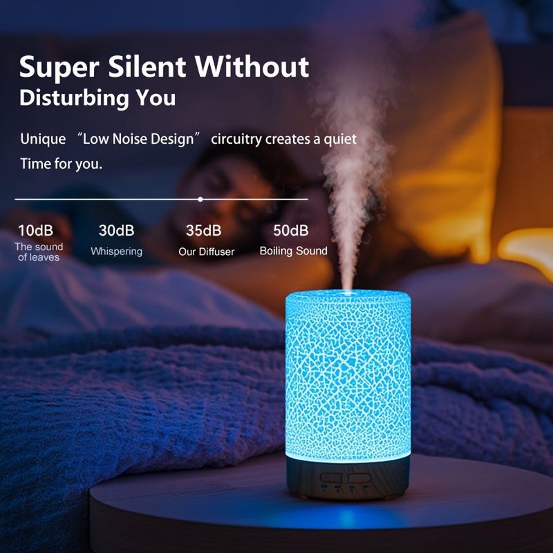 Deep Woodgrain LED Diffuser Lamp Mini Desktop Humidifier Essential Oil Quiet Auto Shut Off - Image 2