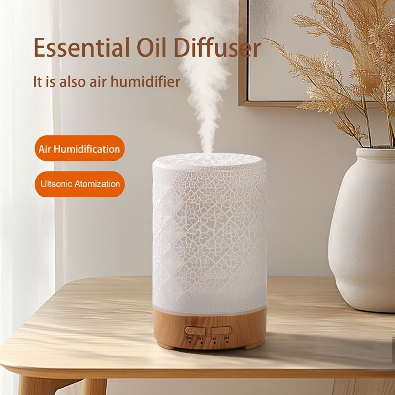 Deep Woodgrain LED Diffuser Lamp Mini Desktop Humidifier Essential Oil Quiet Auto Shut Off - Image 1