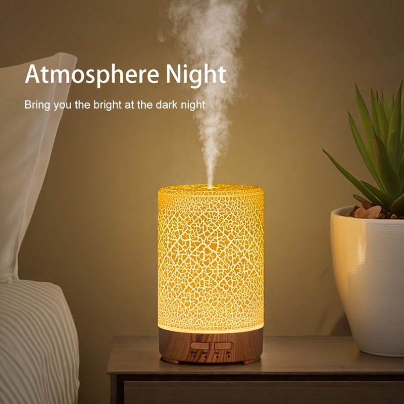 Deep Woodgrain LED Diffuser Lamp Mini Desktop Humidifier Essential Oil Quiet Auto Shut Off - Image 5