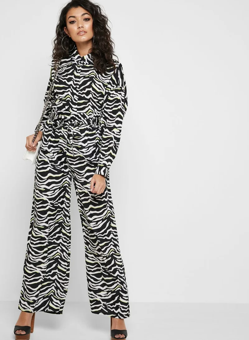 Ginger Zebra Print Paperbag Waist Pants