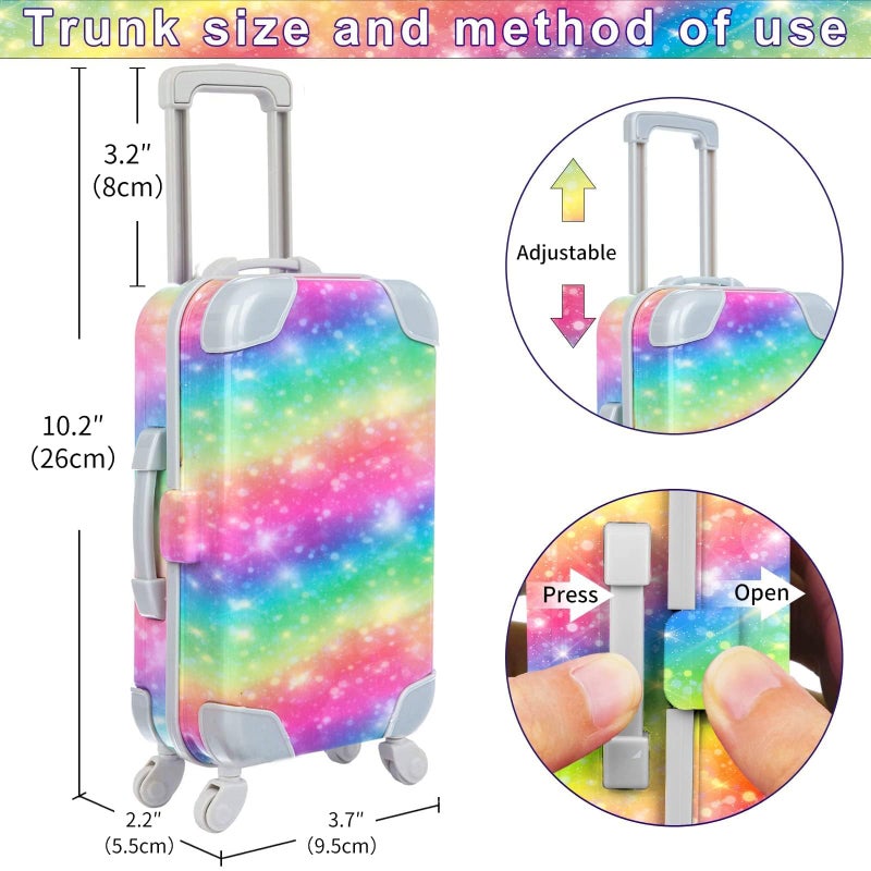 K. T. Fancy K.T. Fancy 23 PCS American 18 Inch Doll Accessories Suitcase Luggage Travel Set - Rainbow Suitcase Rainbow Bag Camera Computer Cell Phone Neck Pillow Eye Mask Glasses Gift for Christmas (NO Doll) - Image 4