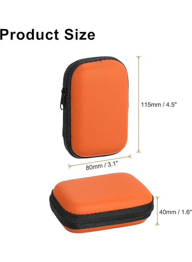 حافظات سماعات الأذن، حامل سماعات أذن سلكي، منظم سماعات أذن بسحاب صغير مع جيب شبكي لكابل USB وسماعات الأذن، برتقالي - Image 2