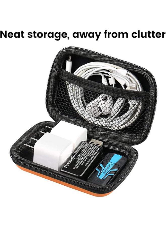 حافظات سماعات الأذن، حامل سماعات أذن سلكي، منظم سماعات أذن بسحاب صغير مع جيب شبكي لكابل USB وسماعات الأذن، برتقالي - Image 3