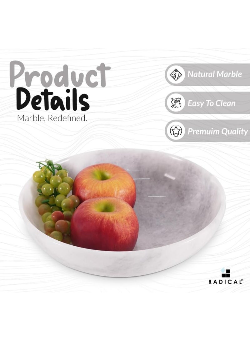 راديكالن وعاء فاكهة رخامي أبيض وعاء حلوى وفاكهة من الرخام الأبيض | وعاء مزخرف مصنوع يدويًا، مقاس ١٠ بوصات، للمطبخ والمنزلمقاس 10 أقدام لتقديم الفاكهة مصنوع يدويًا لتنظيم المطبخ - وعاء مزخرف لديكور طاولة المطبخ - أوعية للمطبخ - Image 4