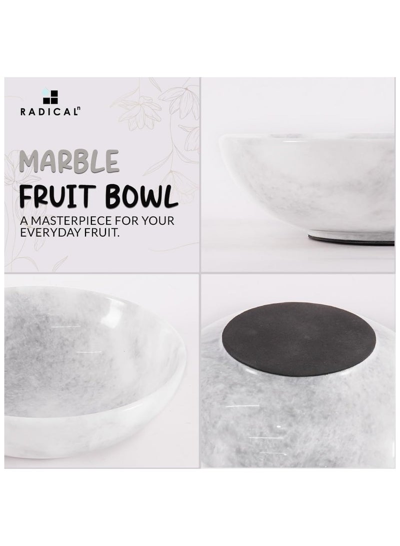 راديكالن وعاء فاكهة رخامي أبيض وعاء حلوى وفاكهة من الرخام الأبيض | وعاء مزخرف مصنوع يدويًا، مقاس ١٠ بوصات، للمطبخ والمنزلمقاس 10 أقدام لتقديم الفاكهة مصنوع يدويًا لتنظيم المطبخ - وعاء مزخرف لديكور طاولة المطبخ - أوعية للمطبخ - Image 5