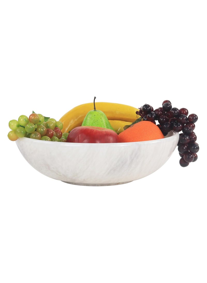 راديكالن وعاء فاكهة رخامي أبيض وعاء حلوى وفاكهة من الرخام الأبيض | وعاء مزخرف مصنوع يدويًا، مقاس ١٠ بوصات، للمطبخ والمنزلمقاس 10 أقدام لتقديم الفاكهة مصنوع يدويًا لتنظيم المطبخ - وعاء مزخرف لديكور طاولة المطبخ - أوعية للمطبخ - Image 1