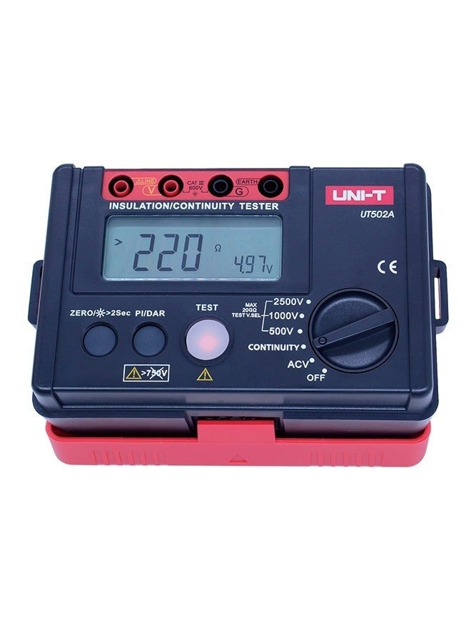 UNI-T 2500V Digital Insulation Resistance Meter Tester Megohmmeter Highly Voltmeter Continuity Tester w/LCD Backlight UT502A - Image 1