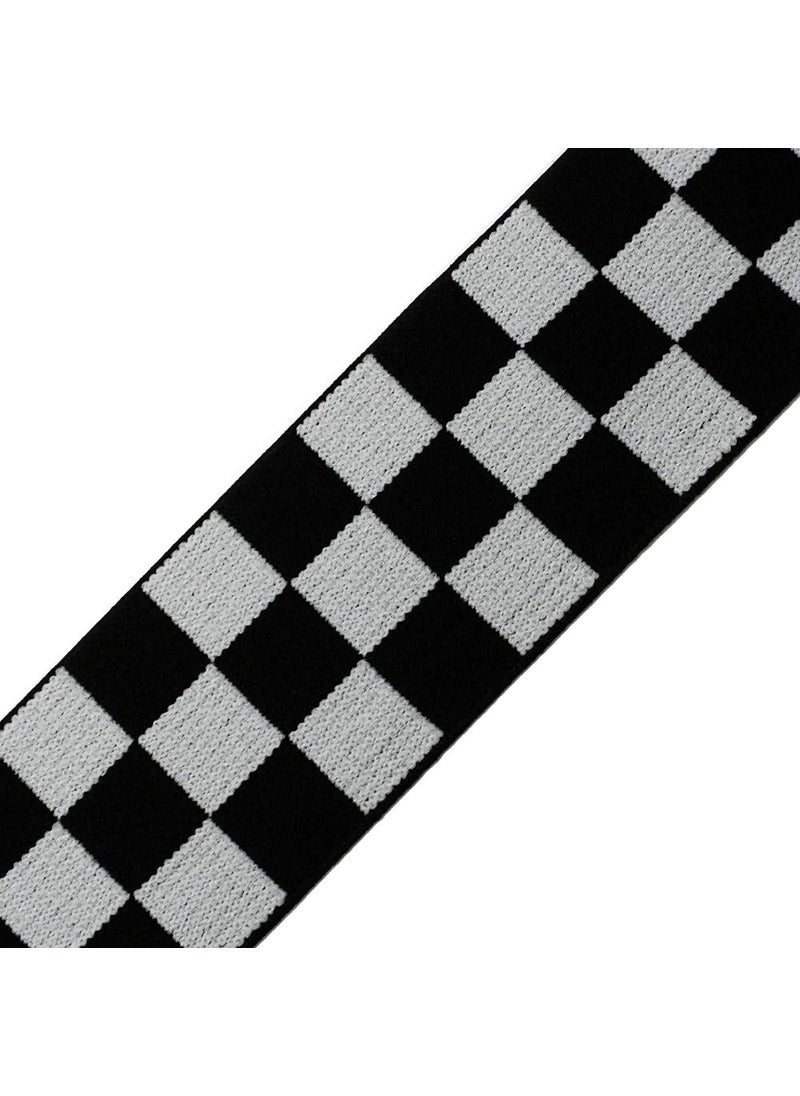 Joyce Trim 4Yards 40mm158 Checkerboard Elastic Stretch Ribbon Trim BlackWhite TR12019 