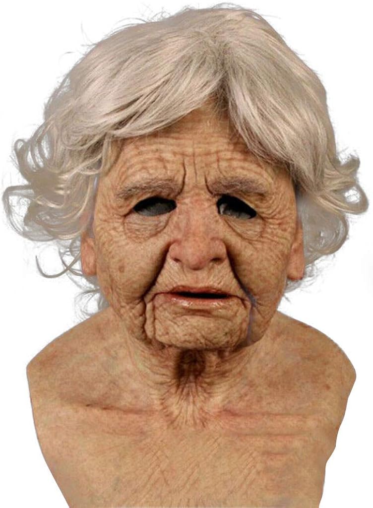comfrt Halloween Creepy Wrinkle Face Cover Cosplay Party Props , Headgear for Masquerade Halloween Realistic Headgear Decor - Image 4