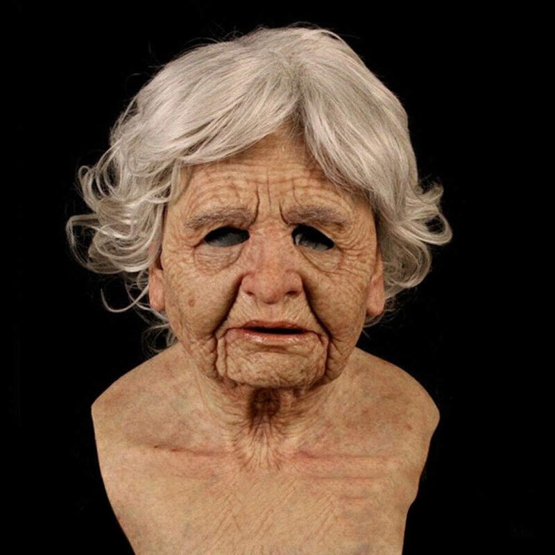 comfrt Halloween Creepy Wrinkle Face Cover Cosplay Party Props , Headgear for Masquerade Halloween Realistic Headgear Decor - Image 1
