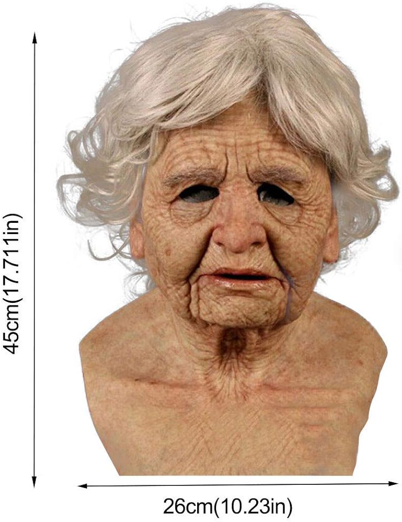 comfrt Halloween Creepy Wrinkle Face Cover Cosplay Party Props , Headgear for Masquerade Halloween Realistic Headgear Decor - Image 5
