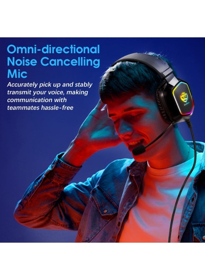 SoulBytes Gaming Headset Wired with Mic, LED Light, Stereo Surround Sound, Soft Memory Earmuffs, Noise Cancelling Over-Ear - Compatible for PS4, PS5, Xbox One, Xbox Series, Nintendo Switch, PC - Image 5