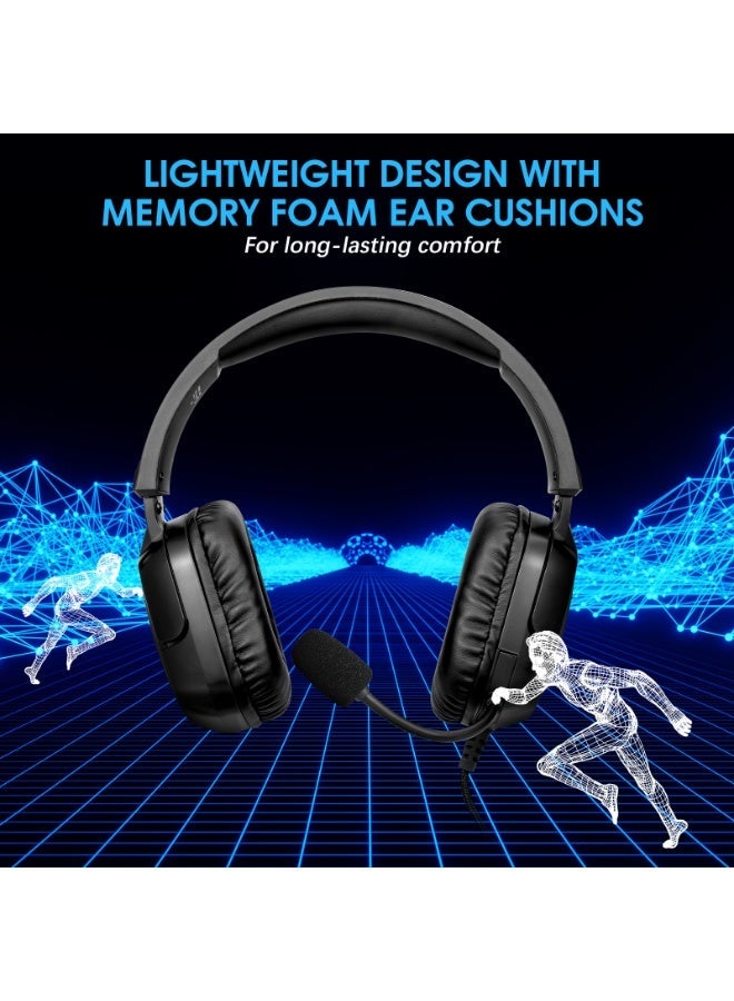 SoulBytes Gaming Headset Wired with Mic, LED Light, Stereo Surround Sound, Soft Memory Earmuffs, Noise Cancelling Over-Ear - Compatible for PS4, PS5, Xbox One, Xbox Series, Nintendo Switch, PC - Image 3
