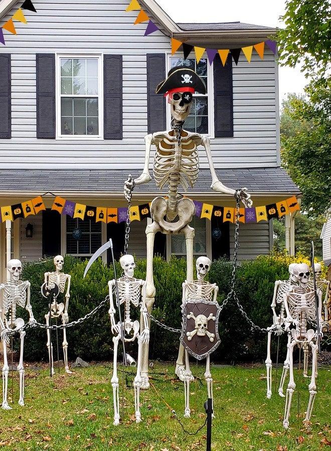 Cozypower 2 Pcs 12 ft Skeleton Halloween Pirate Accessories Giant Pirate Theme Decoration Include Eye Patch One Eye and Large Hat Set for Garden Lawn Outdoor Festive Skeleton Clothing Decor - Image 4