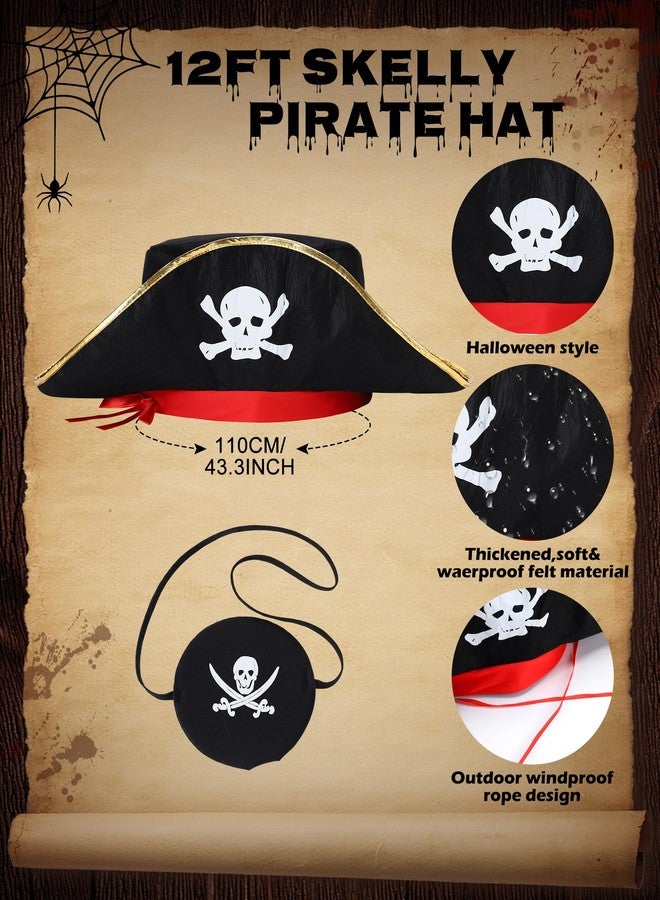 Cozypower 2 Pcs 12 ft Skeleton Halloween Pirate Accessories Giant Pirate Theme Decoration Include Eye Patch One Eye and Large Hat Set for Garden Lawn Outdoor Festive Skeleton Clothing Decor - Image 2