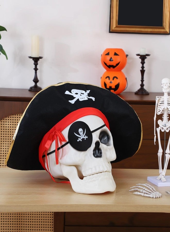 Cozypower 2 Pcs 12 ft Skeleton Halloween Pirate Accessories Giant Pirate Theme Decoration Include Eye Patch One Eye and Large Hat Set for Garden Lawn Outdoor Festive Skeleton Clothing Decor - Image 3