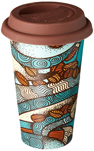 De'Longhi Hot Coffee Travel Mug Ceramic Thermal Double Wall + Silicone Lid, 10 oz, Taster Theme - Image 2