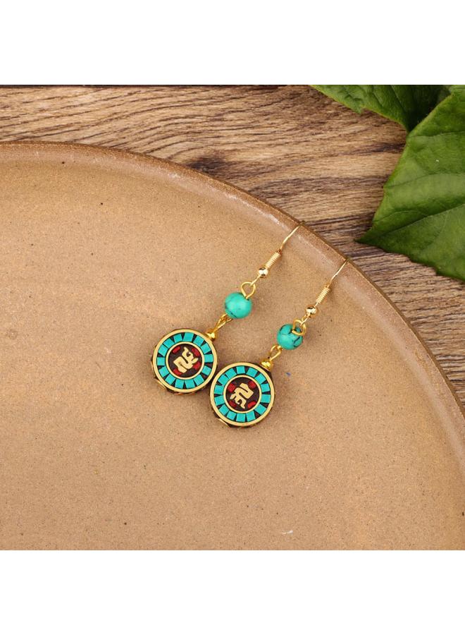 925 Sterling Silver Retro Nepal Elegant Elegant Earrings Simple Handmade Niche Design Ethnic Tibetan Style Earrings