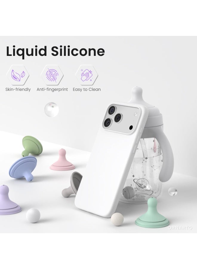 Q TRIPLE A Premium Liquid Silicone Protective Case for iPhone 17 Pro Max - Slim Soft-Touch Shockproof Cover, Available in 27 Vibrant Colors (White) - Image 2