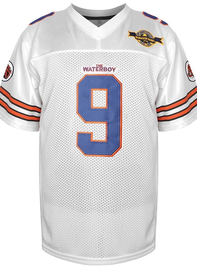 Phoneutrix Bobby Boucher #9 The Waterboy Adam Sandler Movie Mud Dogs Bourbon Bowl Football Jersey (White, Large) - Image 1