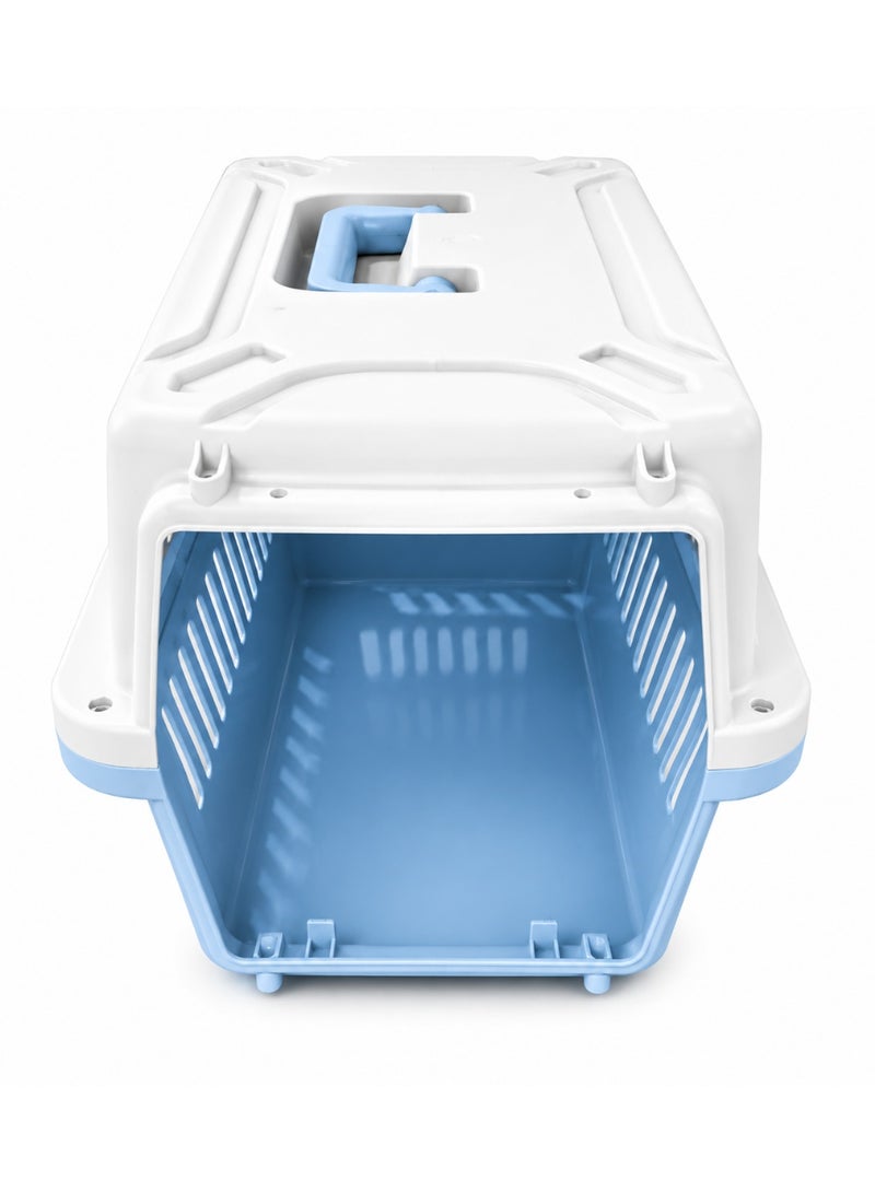 Pet Travel Carrier Crate with Wire Door, Ventilated Plastic, for Cats and Small Dogs, Multiple Colours, 60 cm - Image 2