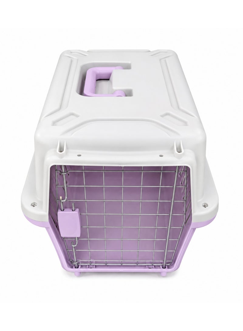 Pet Travel Carrier Crate with Wire Door, Ventilated Plastic, for Cats and Small Dogs, Multiple Colours, 60 cm - Image 4