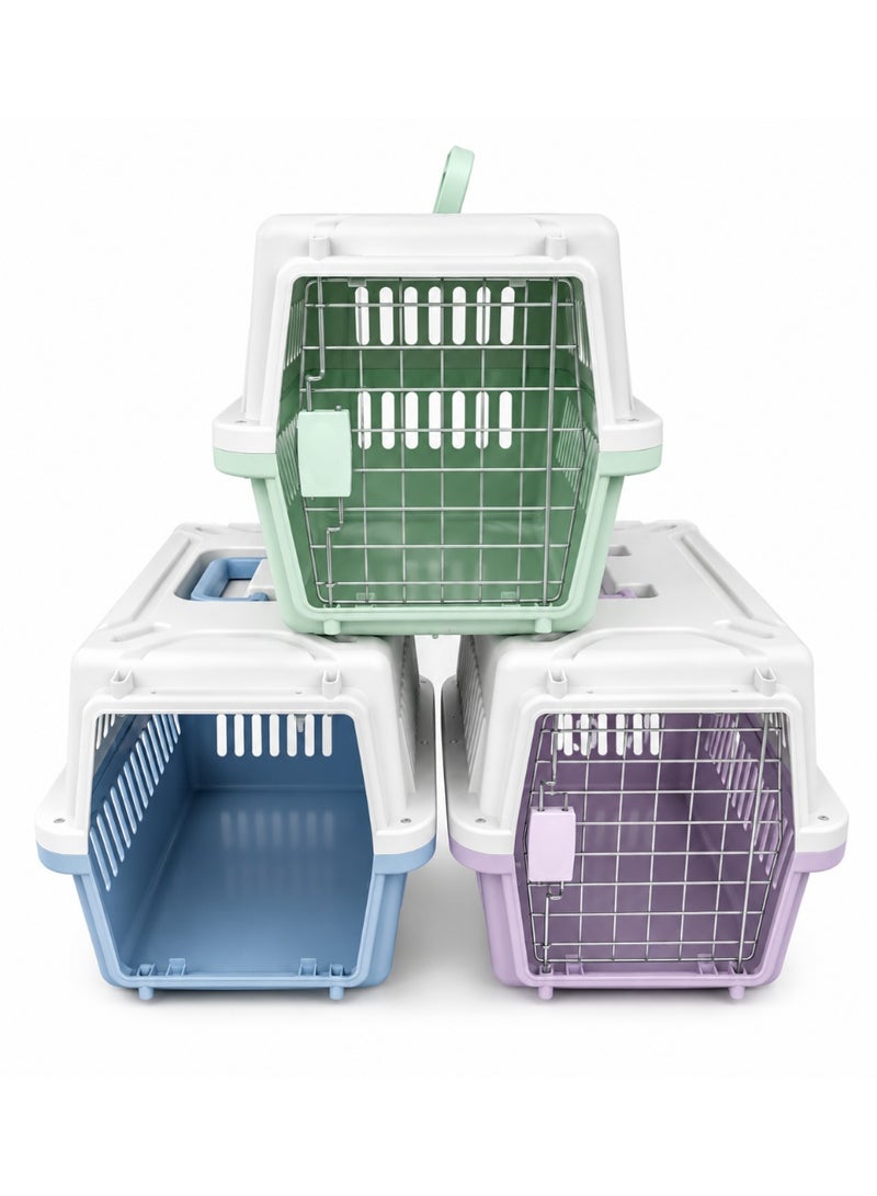Pet Travel Carrier Crate with Wire Door, Ventilated Plastic, for Cats and Small Dogs, Multiple Colours, 60 cm - Image 1