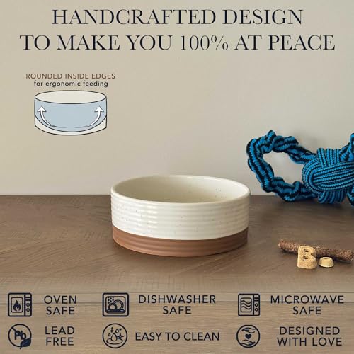 Mora Ceramic Pet Bowl Size Medium - Food/Water Dish for Large Puppies, Cats, Retrievers, Medium Sized Dogs, ect. 28oz or 4 Cups - Basic Bowls for Your Dog or Cat, Mix and Match for a Set - Vanilla - Image 3