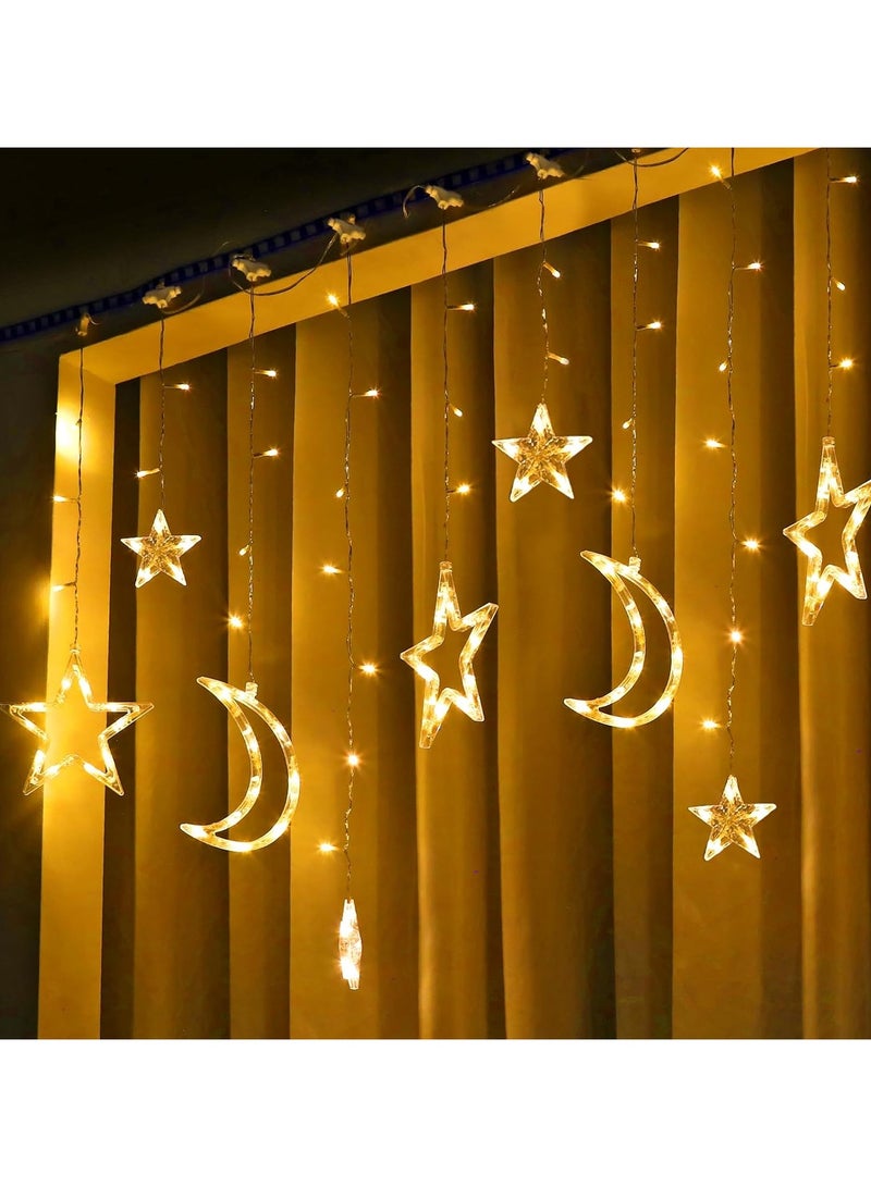 ماركة غير محددة أضواء خيطية لتزيين الكريسماس، أضواء ستائر تعمل بالبطارية، أضواء LED على شكل قمر ونجمة لغرفة النوم، أضواء خرافية تعمل بالبطارية لتزيين السكن الجامعي، أضواء متلألئة للديكور الداخلي والخارجي، فوانيس رمضان بطول 11.48 قدمًا  - Image 3