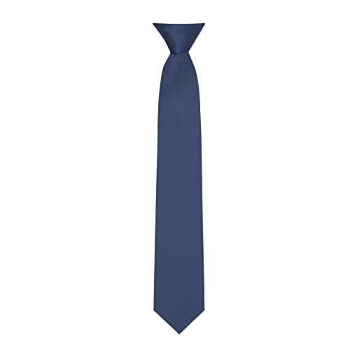 Jacob Alexander Boy's 14" Solid Pre-Tied Clip-On Neck Tie for Kids Formal Wedding Graduation School Uniforms Steel Blue - Image 1