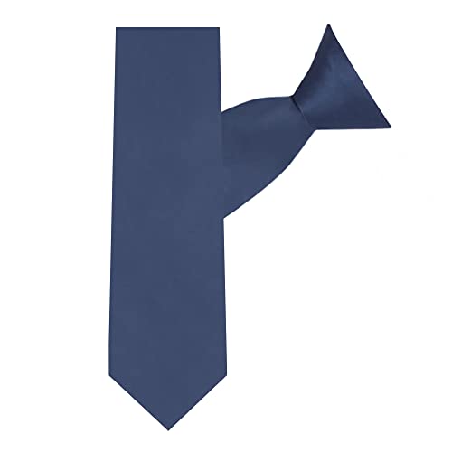 Jacob Alexander Boy's 14" Solid Pre-Tied Clip-On Neck Tie for Kids Formal Wedding Graduation School Uniforms Steel Blue - Image 2