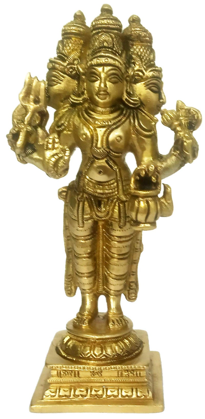 Purpledip Brass Idol Brahma Vishnu Shiva Rare Collectible Trimurti Statue The Trinity of Hindu Gods 12213