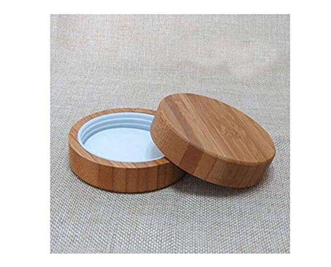 Natuworld 2Pcs 15ml/0.5oz Empty Refillable Frosted Glass Bottles Round Cream Jars Container Portable Travel Cosmetic Bottle Jars Pot with Bamboo Lid and Inner Liner for Samples Lip Balms Lotion Eyeshadow - Image 3