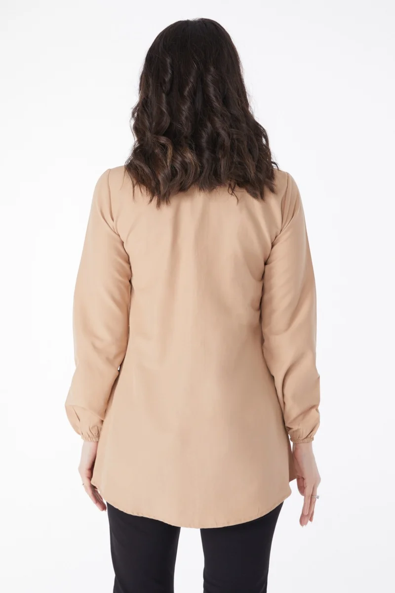 Tofisa Plain Shirt Collar Women's Mink Tunic 13126