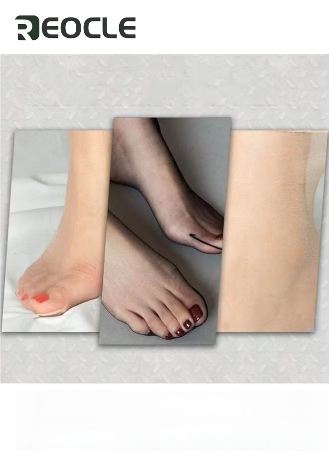 REOCLE 10 Pairs Women's Summer Ultra Thin Cool See Through Silk Ankle Socks Tourmaline Thermal Circulation Body Shaping Stretch Socks  Health Socks Beige - Image 4