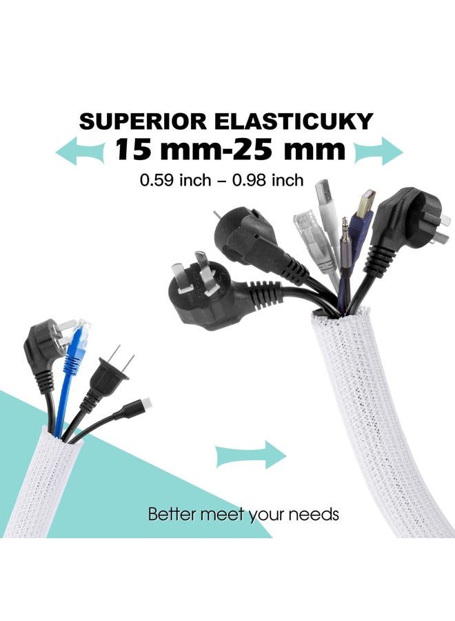 AGPtek Cable Sleeve Cover, 10ft - 1 inch Cord Management Wire Organizer Under Desk, Home Office Computer Wire Cover Hider Cord Protector, Protect Pet Cat Dog from Chewing, White - Image 2