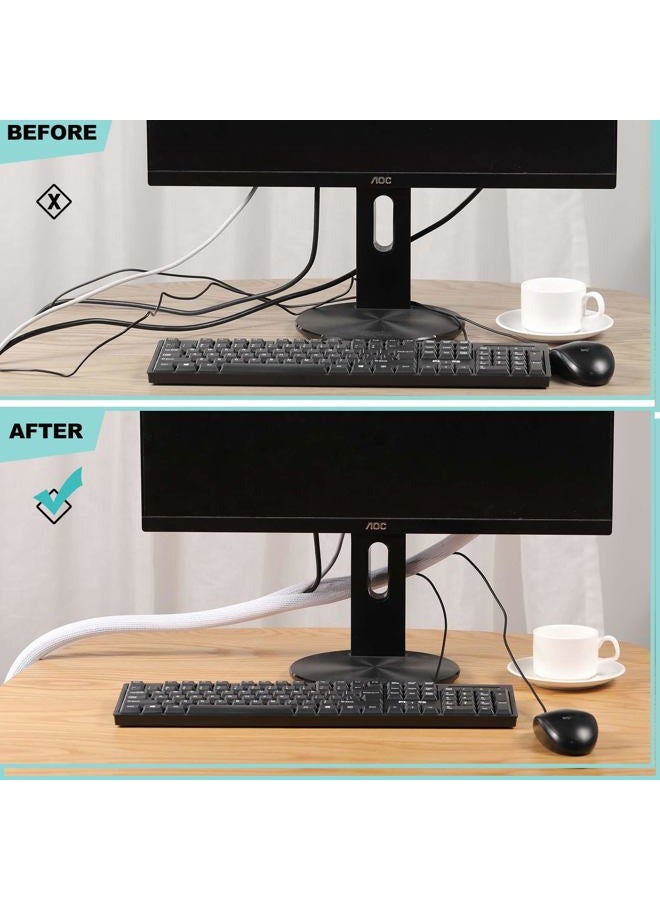 AGPtek Cable Sleeve Cover, 10ft - 1 inch Cord Management Wire Organizer Under Desk, Home Office Computer Wire Cover Hider Cord Protector, Protect Pet Cat Dog from Chewing, White - Image 5