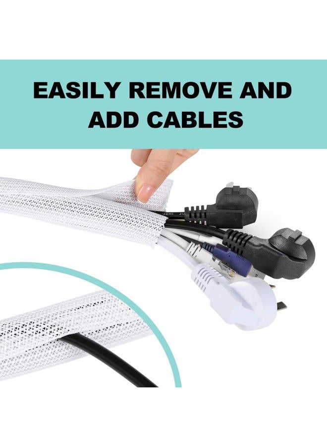 AGPtek Cable Sleeve Cover, 10ft - 1 inch Cord Management Wire Organizer Under Desk, Home Office Computer Wire Cover Hider Cord Protector, Protect Pet Cat Dog from Chewing, White - Image 4