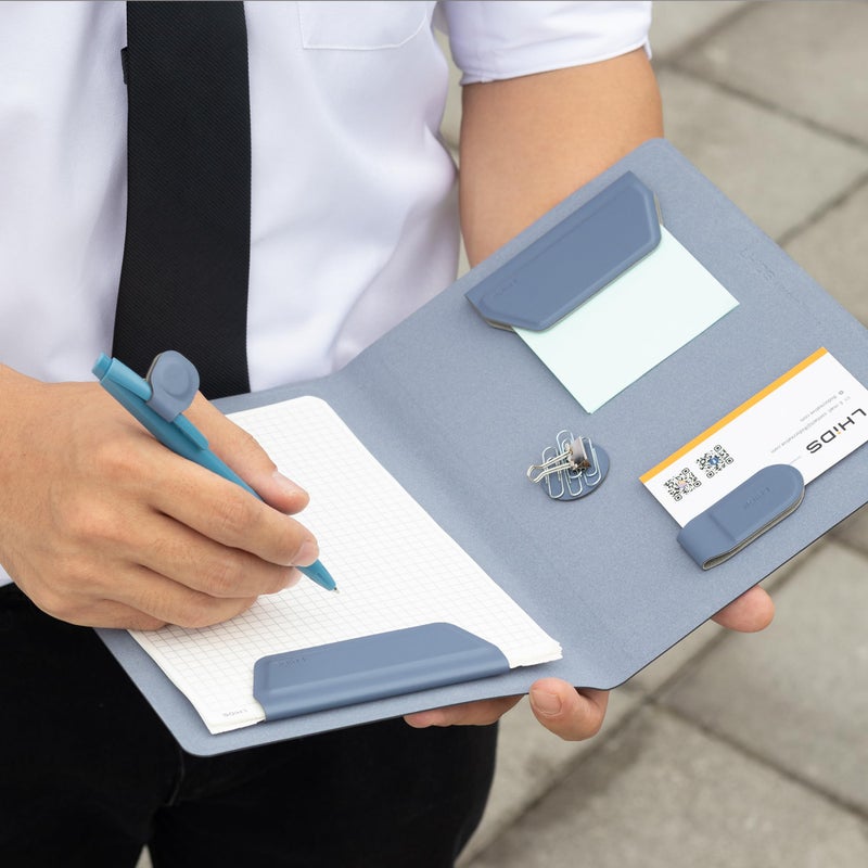 LHiDS Creative Magnetic Business Portfolio Lite Resume Padfolio Organizer with Clipboard, Paper Clip, Writing Pad, Pen/Card Holder, Magnetic Closure for Work, School and More (Apricot, A5) - Image 2