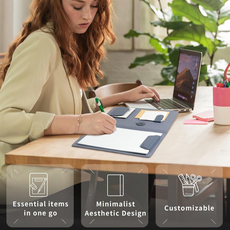 LHiDS Creative Magnetic Business Portfolio Lite Resume Padfolio Organizer with Clipboard, Paper Clip, Writing Pad, Pen/Card Holder, Magnetic Closure for Work, School and More (Apricot, A5) - Image 4