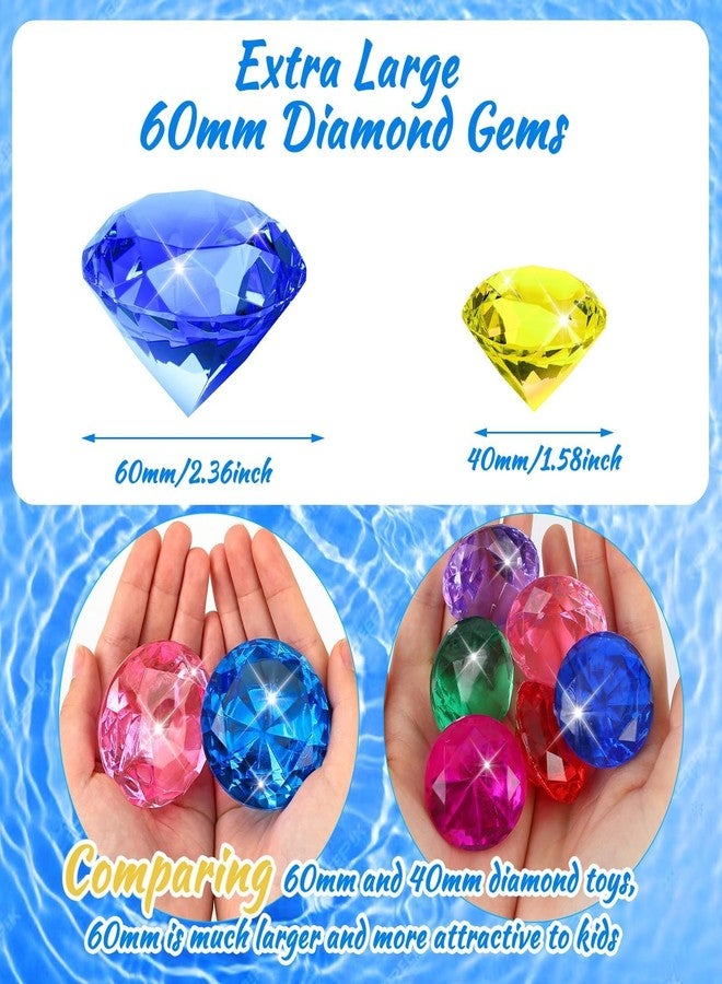 MARFOREVER Extra Big Diving Gems, 60 MM Extra Large Diamond Pool Toys Huge Colorful Acrylic Diamond Gems Pirate Treasure Diving Gems for Summer Water Toys Games Swimming Training Birthday Party Favor - Image 2