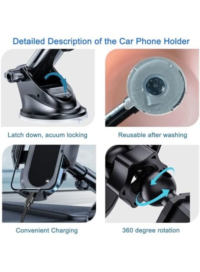 Car Phone Holder Dashboard Windshield Vent Universal Strong Adsorption For Bumpy Roads 2.2 3.7Inch Wide For Iphone And Android. - Image 3