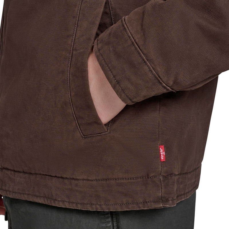 Levi's Men's Cotton Depot Jacket with Corduroy Collar, Chocolate Brown, Medium - Image 3